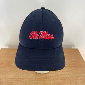 Ole Miss Rebels Navy Blue Flexfit OSFM Baseball Cap Hat Mens